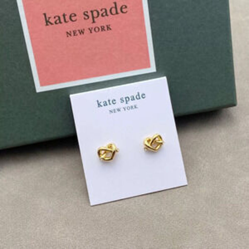 kate spade Openwork Knot Heart Pink Metal Earrings